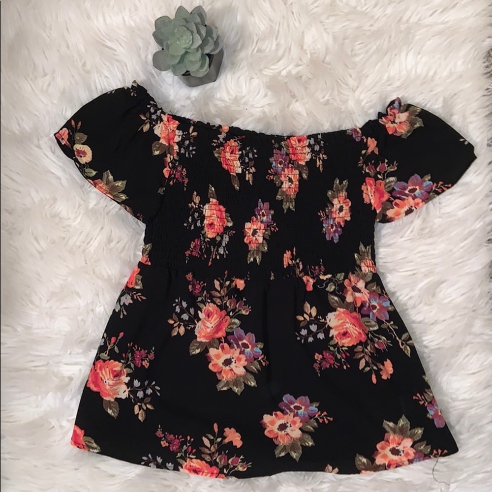 Floral off the shoulder top.